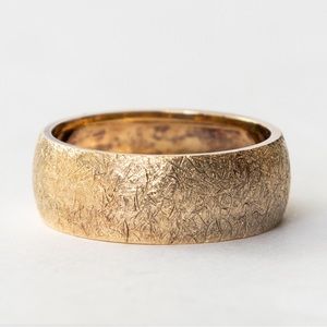 Antique look textured wide band gold over sterling silver minimalist classic 9.5